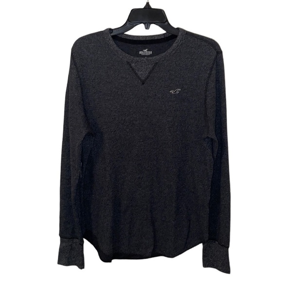 Hollister Other - HOLLISTER Long Sleeve Charcoal Gray Logo Crewneck Sweater Mens Size M
